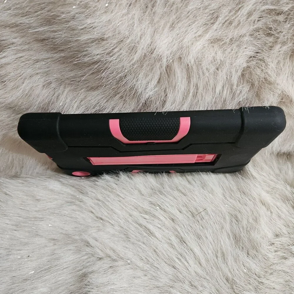 Heavy Duty Case for TCL Tab 8 LE 9137W / Tab 8 WiFi 9132X Pink Black Kickstand